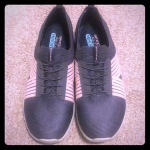 New grey and pink slip on Skechers